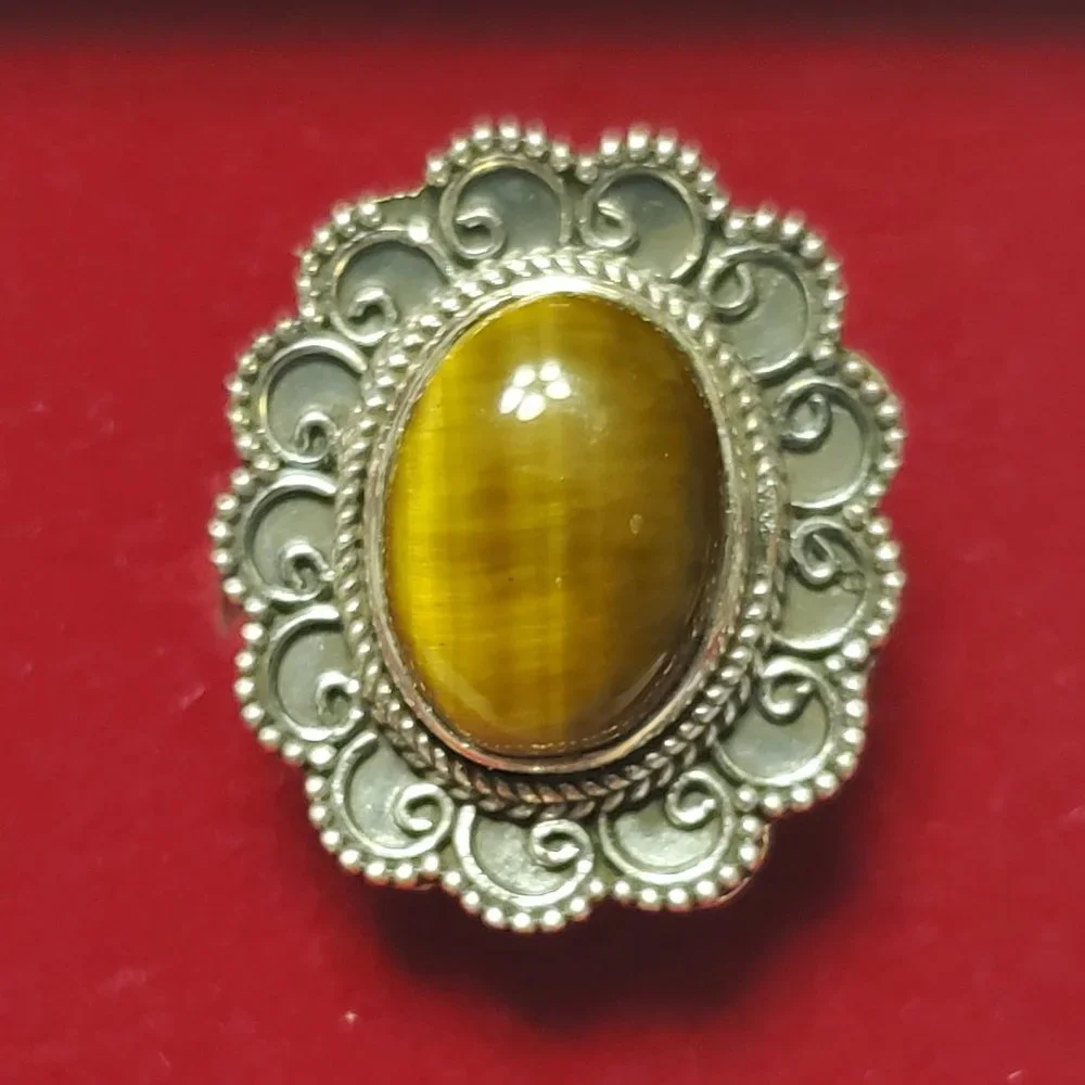 TIGER EYE STERLING SILVER  RING - Picture 2 of 8